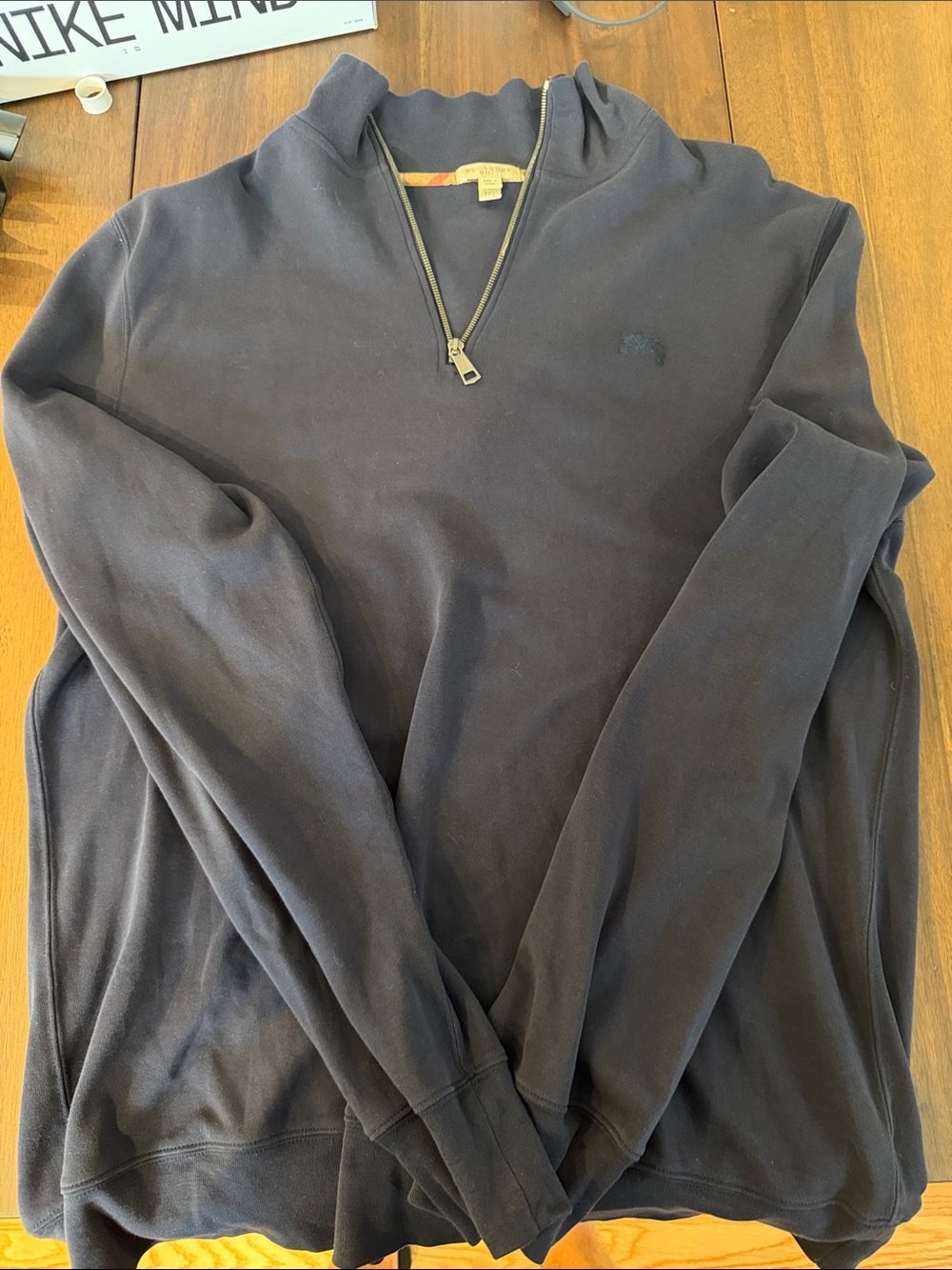 Burberry Navy Quarter-Zip Pullover Sweatshirt